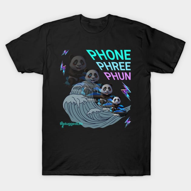 Panda Jetski Waverunner Phone Phree Phun Tee T-Shirt by UnpluggedLife